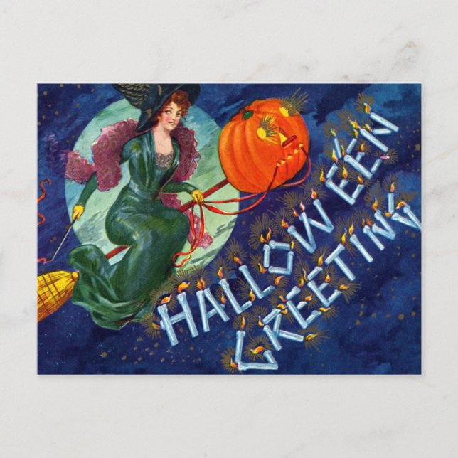 Fliegende Hexen Halloween Postkarte (Vorderseite)