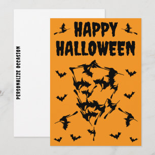 Fliegende Hexen Halloween-Totenkopf-Silhouette Feiertagskarte