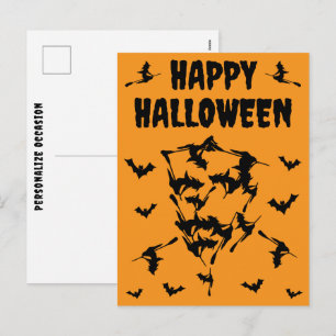 Fliegende Hexen Halloween-Totenkopf-Silhouette Pos Feiertagspostkarte