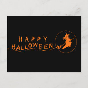 Fliegende Hexenkalkarte, schwarz/orange Postkarte