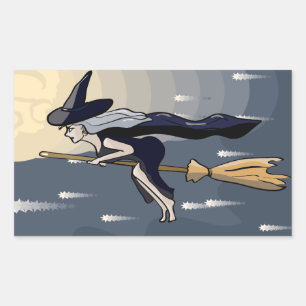 Fliegende Hexenkleber Rechteckiger Aufkleber