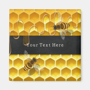 Fliegende Honigbienen über Gelbwabenkraut Magnet
