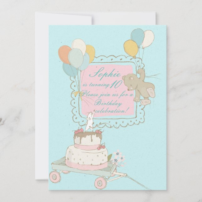 Fliegende Hunde und Vögel - Kinder Einladung zum G (Vorderseite)