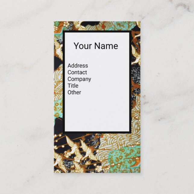 FLIEGENDE KRÄNE, BLUMEN, Monogramm Visitenkarte (Vorderseite)