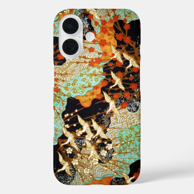 FLIEGENDE KRÄNE MIT FRÜHBLUMEN, Japanisch Case-Mate iPhone Hülle (Rückseite)