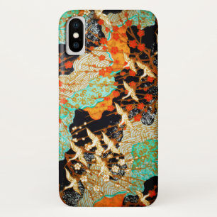 FLIEGENDE KRÄNE MIT FRÜHBLUMEN, Japanisch iPhone X Hülle