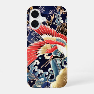 FLIEGENDE KRANE, WELLEN, FRÜHLINGSBLUMEN Japanisch iPhone 16 Hülle