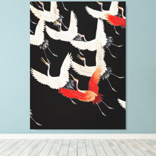 Fliegende Kraniche: Japanische Vogel-Kimono-Kunst Leinwanddruck