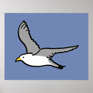 Fliegende Möwe. Ein Vogel im Flug Poster