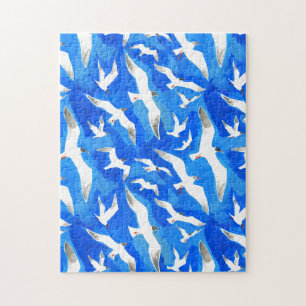 Fliegende Möwen am Himmel blau Puzzle
