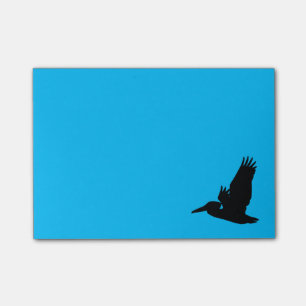 Fliegende Pelikan-Silhouette Himmelblau Post-it Klebezettel