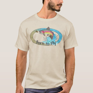 Fliegende Regenbogenforelle Springen Born to Fly F T-Shirt