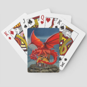 Fliegende rote Drachen-Schatzkiste Spielkarten