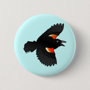 Fliegende rotgeflügelte Amsel Button