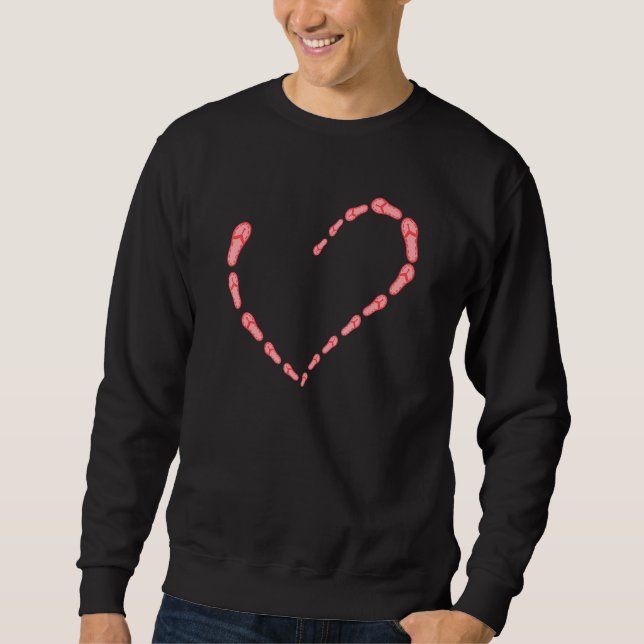 Fliegende Sandale Werfen Flip Flops Form Der Liebe Sweatshirt (Vorderseite)