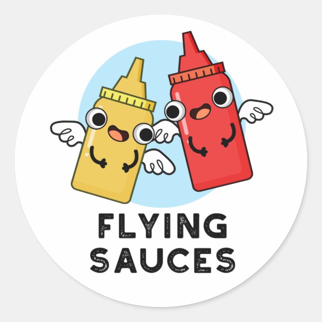 Fliegende Sauces Funny Food Puff Runder Aufkleber (Vorderseite)