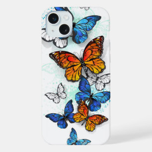 Fliegende Schmetterlinge Morpho und Monarch iPhone 15 Plus Hülle