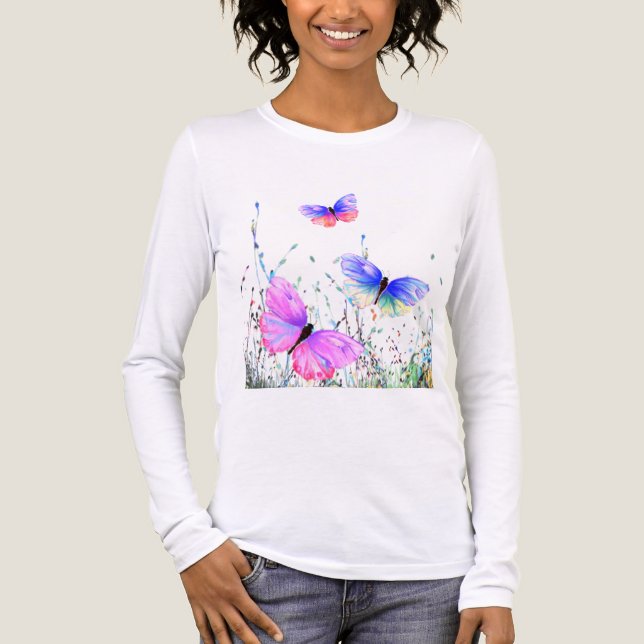 Fliegende Schmetterlinge Tri-Blend Shirt (Vorderseite)