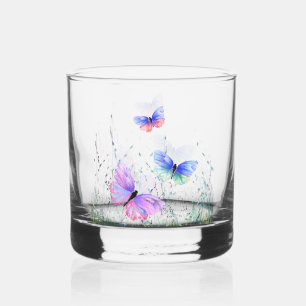 Fliegende Schmetterlinge Whiskyglas
