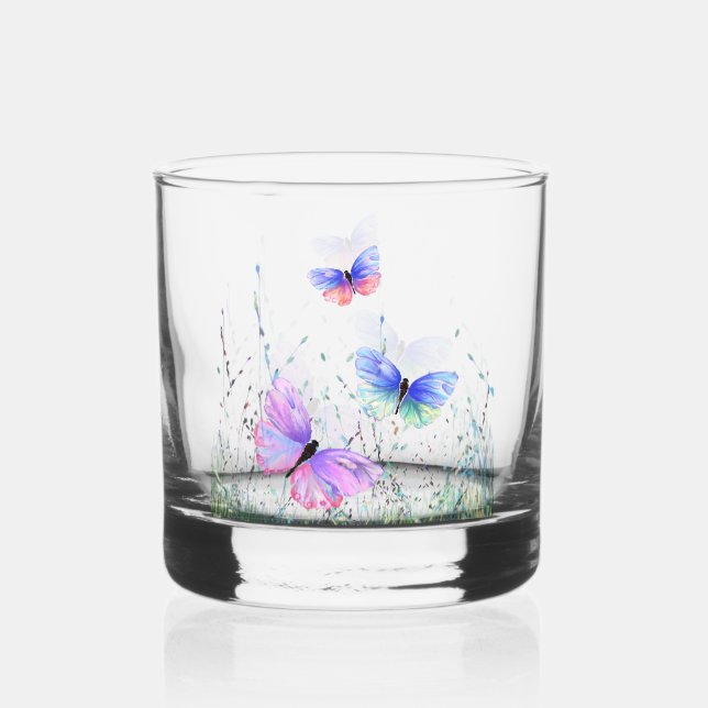 Fliegende Schmetterlinge Whiskyglas (Vorderseite)