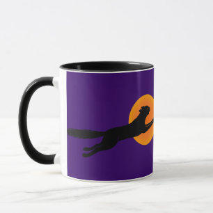 Fliegende schwarze Katze Vintage Art Coffee Mug Tasse
