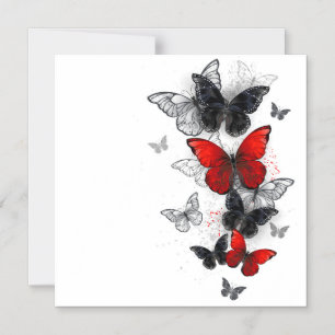 Fliegende schwarze und rote Morpho-Schmetterlinge Magneteinladung