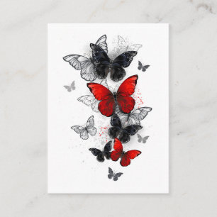 Fliegende schwarze und rote Morpho-Schmetterlinge Visitenkarte