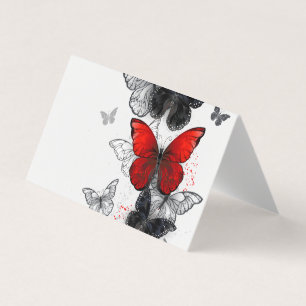 Fliegende schwarze und rote Morpho-Schmetterlinge Visitenkarten