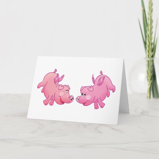 Fliegende Schweine in der Liebe! Karte (Vorderseite)