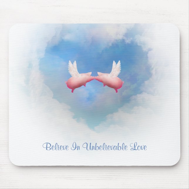 Fliegende Schweine Kiss-Unglaubliche Liebe Mousepa Mousepad (Vorne)