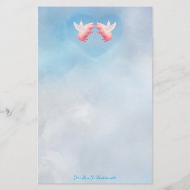 Fliegende Schweine Unglaubliche Liebe Briefpapier (Vorderseite)