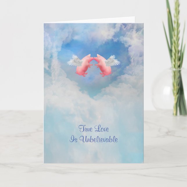 Fliegende Schweine Unglaubliche Liebe Karte (Vorderseite)