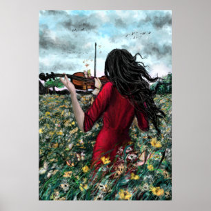 Fliegende Sommer-Sonate Poster Druck - Malerei