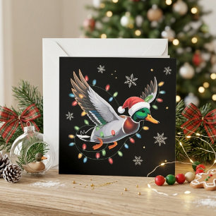 Fliegende Stockenten-Weihnachtsmannmütze Weihnacht Feiertagskarte