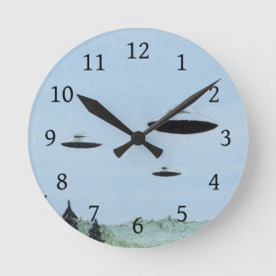 Fliegende Untertassen Runde Wanduhr