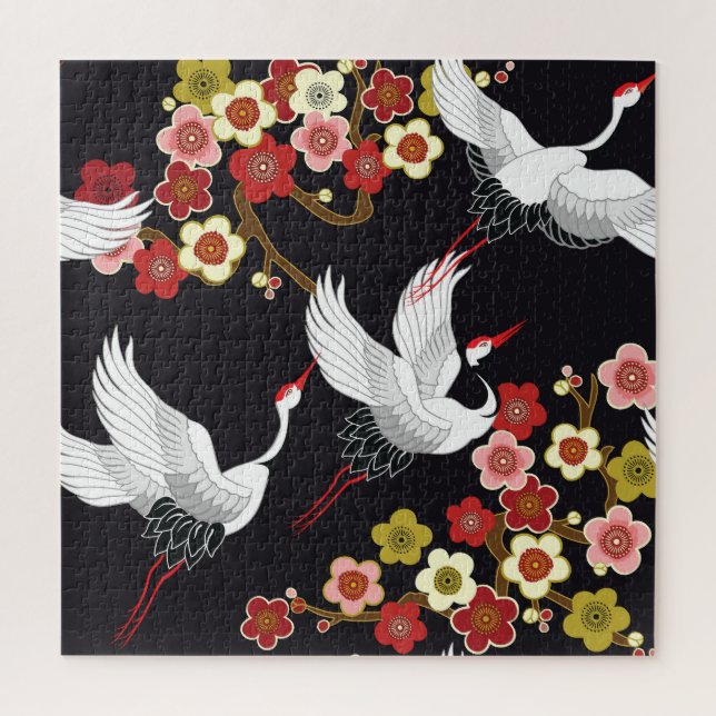 Fliegende Vögel: Krane Heron Japanisch. Puzzle (Vertikal)