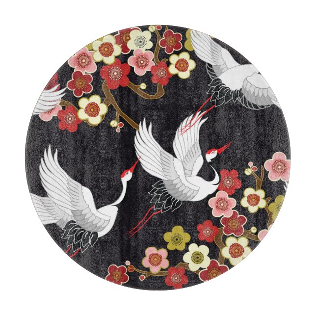 Fliegende Vögel: Krane Heron Japanisch. Schneidebrett (Vorderseite)