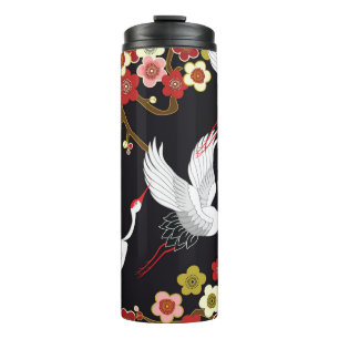 Fliegende Vögel: Krane Heron Japanisch. Thermosbecher