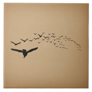 Fliegende Vögel Vintage-Kunst Fliese