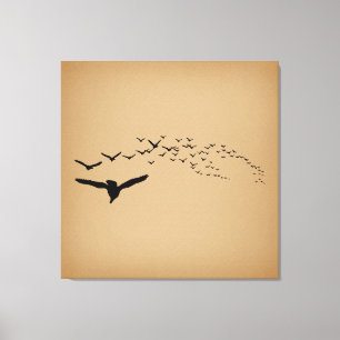Fliegende Vögel Vintage-Kunst Leinwanddruck