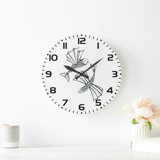 Fliegende, vom Fisch gezogene Ozeankreatur Große Wanduhr (Von Creator hochgeladen)