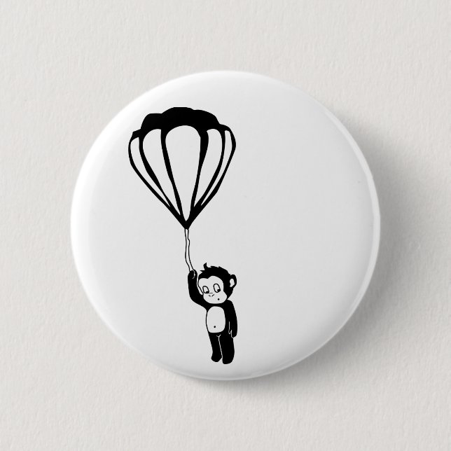fliegender Affe: Heißluftballon Button (Vorderseite)
