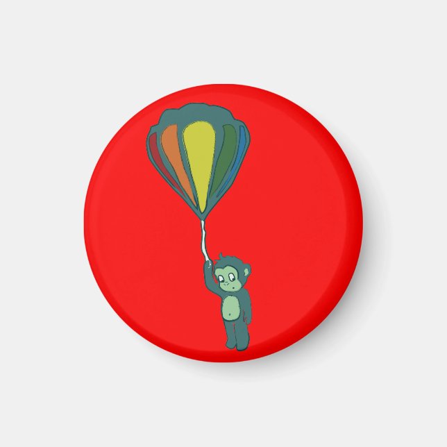 fliegender Affe: Heißluftballon Magnet (Vorne)