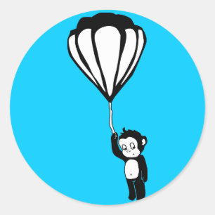 fliegender Affe: Heißluftballon Runder Aufkleber