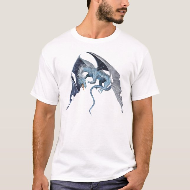 Fliegender blauer Drache T-Shirt (Vorderseite)