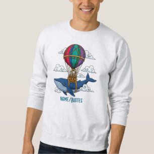 Fliegender Blauwal mit Heißluftballon Sweatshirt
