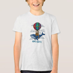 Fliegender Blauwal mit Heißluftballon Tri-Blend Shirt