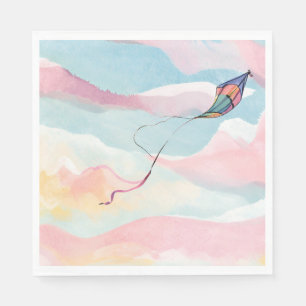 Fliegender Drachen Luftige Aquarell-Himmel-Maler Serviette