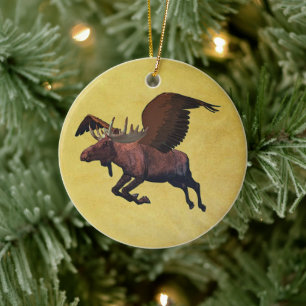 Fliegender Elch Keramik Ornament