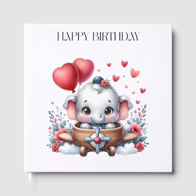 Fliegender Elefant Geburtstag Gästebuch (Vorderseite)
